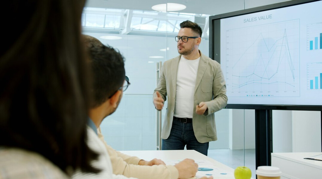 executive preparing for presentation